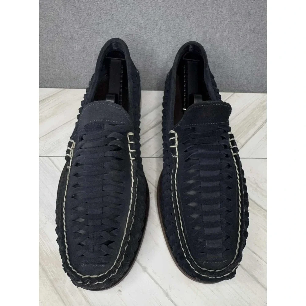Vintage Florsheim Suede Huarache Loafers Navy Men's Size 10.5 3E Preppy Academia